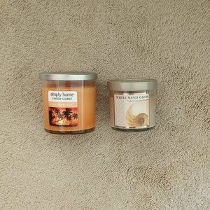 One Simply Home Yankee Candle and One White Sand Oasis Soy Candle